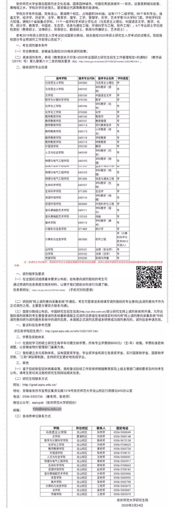 安庆师范大学2020年考研预调剂公告.jpg